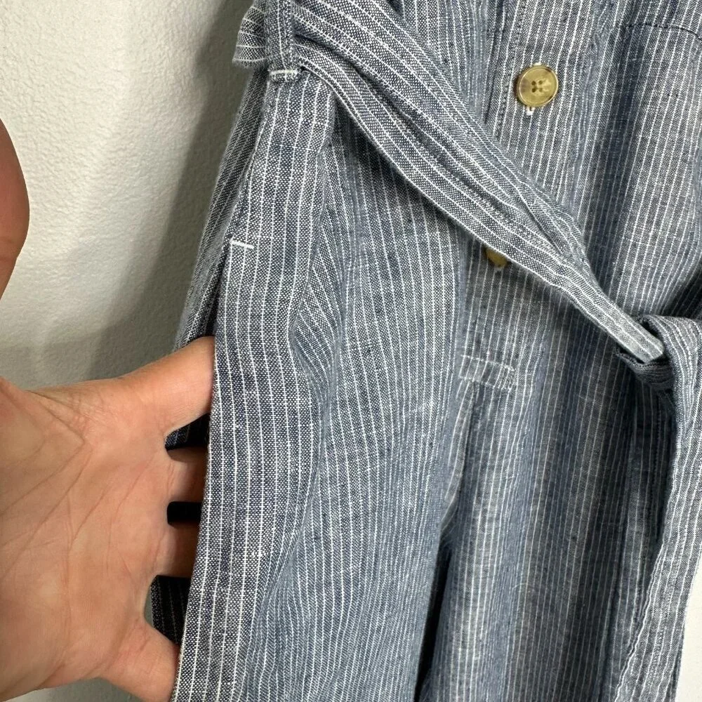 Everlane Linen Jumpsuit‎ Blue Pinstriped Size 0